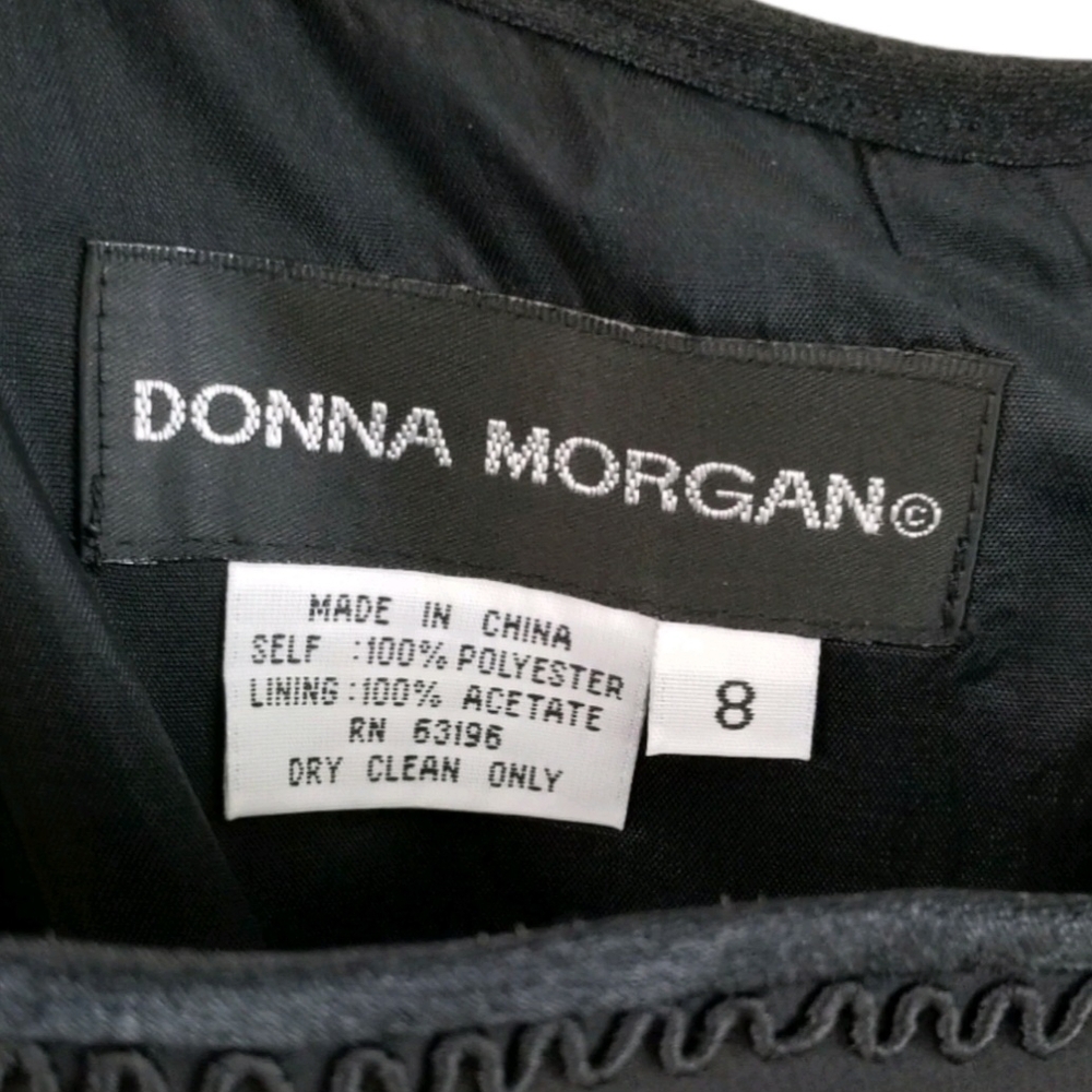 Donna Morgan Black Sleeveless Dress SZ 8 Knee Length Beaded Cocktail Party LBD - Picture 7 of 12